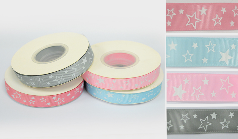 Κορδέλα γκρο λευκό αστέρι 1 εκ (0501322)