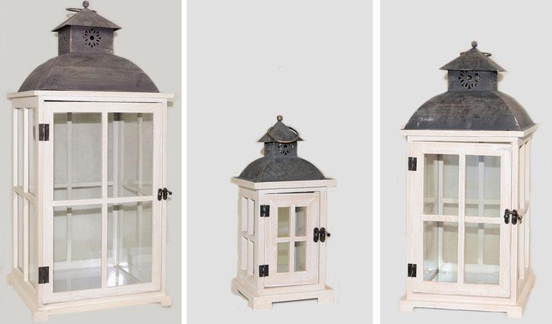 Σετ Ξύλινο φανάρι με μέταλλο και γυαλί (0621045)