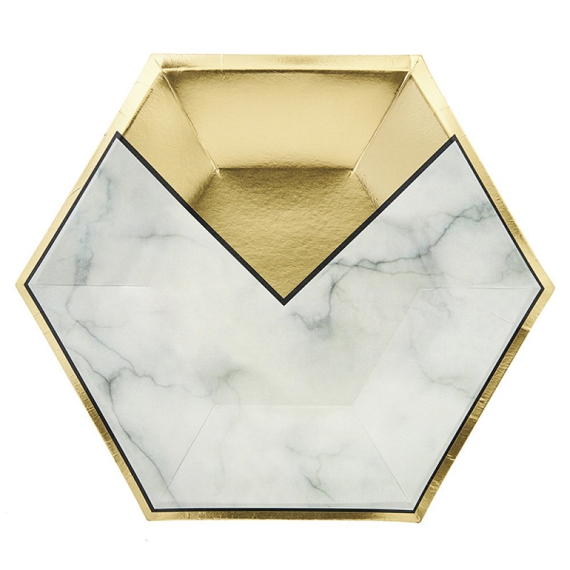 Πιάτο Εξάγωνο Μάρμαρο 23εκ ΡΤ074-2 Σετ 10τμχ