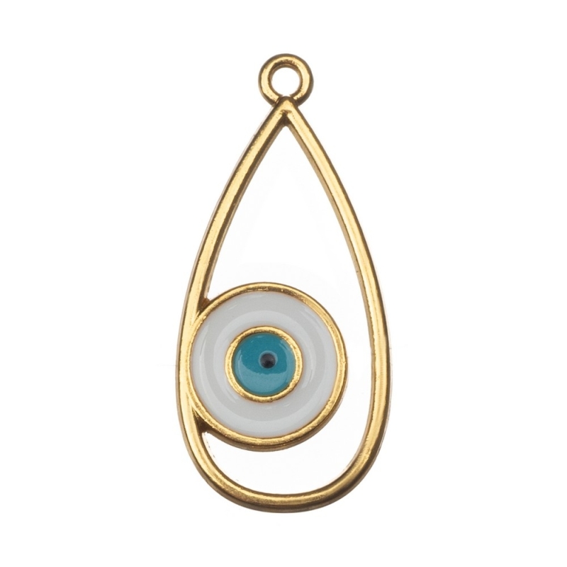 Μεταλλικό Μάτι Σταγόνα Χρυσό με Σμάλτο 25τμχ Ε81