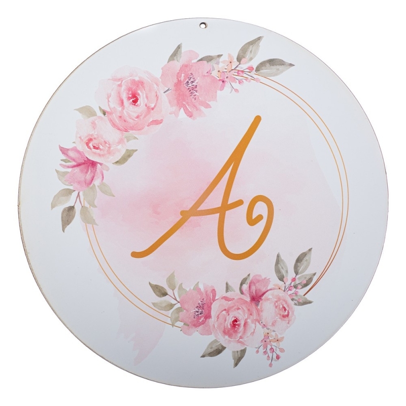 Μονόγραμμα ρόζ εκτυπωμένο 22εκ ΝΒ599