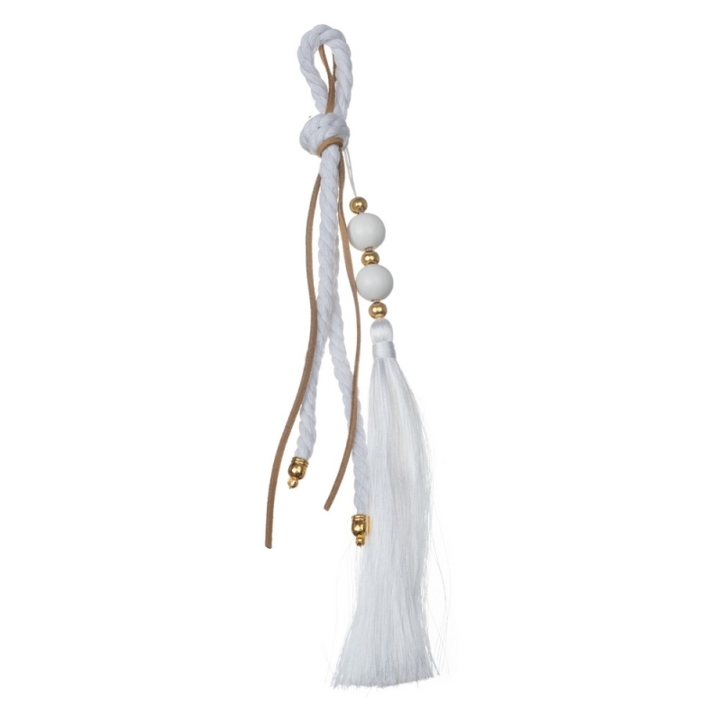 Βάση Γούρι / Μπομπονιέρα με Λευκό Στριφτό Κορδόνι 5τμχ Ε72