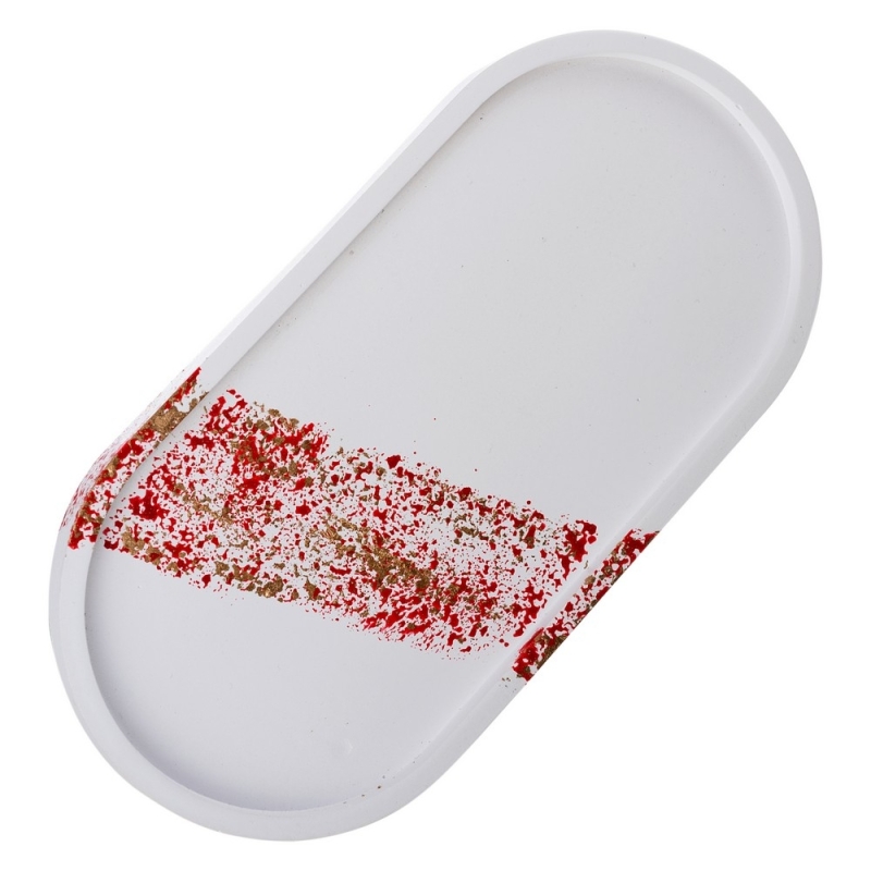 Διακοσμητικός Δίσκος Οβάλ Λευκό/Κόκκινο Κ953 23.5*11.5