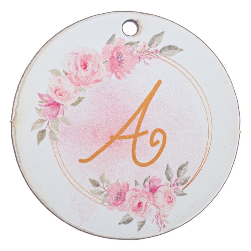 Μονόγραμμα ρόζ εκτυπωμένο 7εκ ΝΒ587