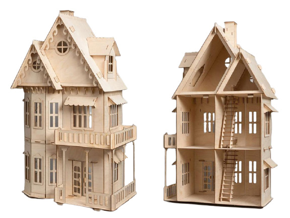 Ξύλινο Κουκλόσπιτο μεγάλο Vintage 74 εκ ύψος (101111)