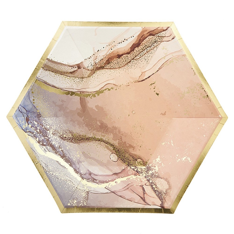 Πιάτο Εξάγωνο Ροζ 23εκ ΡΤ072-2 Σετ 10τμχ