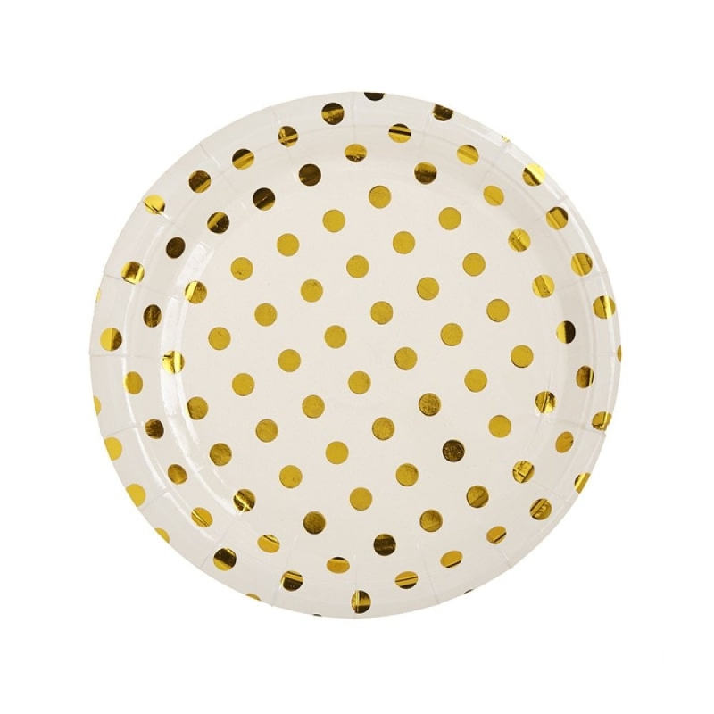 Πιάτο Χρυσό Πουά 23εκ ΝΚ365-2 Σετ 10τμχ