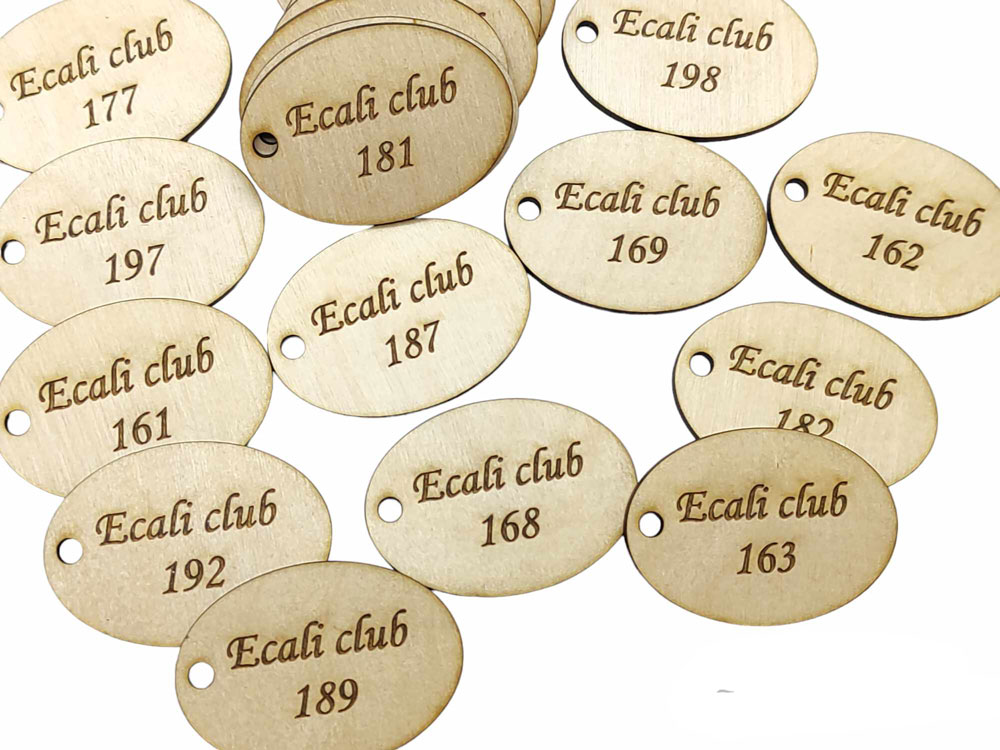 Ξύλινο Ταμπελάκι αριθμοί μάρκες γκαρνταρόμπας με επωνυμία (195717)