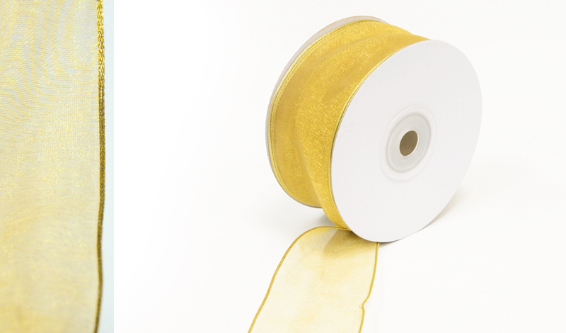 ΚΟΡΔΕΛΑ ΟΡΓΑΝΤΖΑ ΜΕ ΣΥΡΜΑ ΜΠΕΖ/ΧΡΥΣΗ 3.8cm x 25Y 0501347