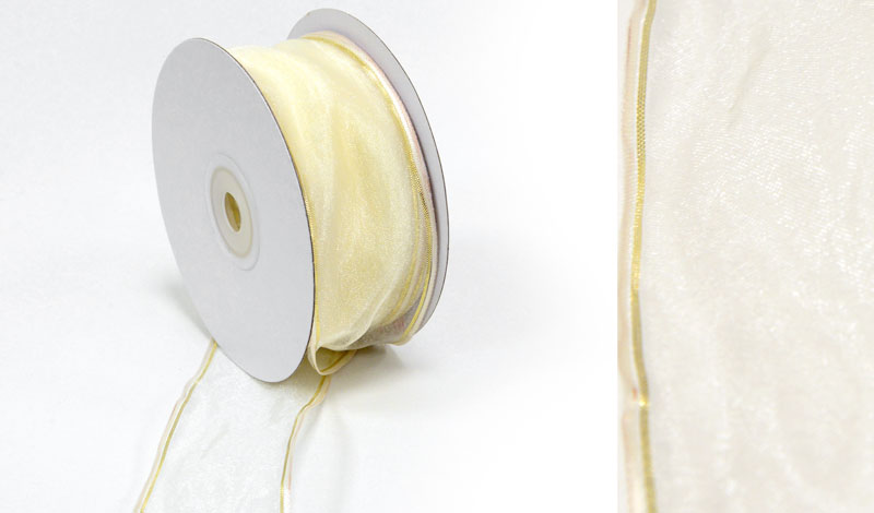 ΚΟΡΔΕΛΑ ΟΡΓΑΝΤΖΑ ΕΚΡΟΥ ΜΕ ΣΥΡΜΑ ΧΡΥΣO TEΛΕΙΩΜΑ 3.8cm x 25Y 0501352