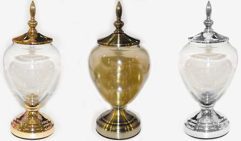 ΒΑΖΟ ΓΥΑΛΙΝΟ ΜΕΤΑΛΛΙΚΟ ΚΑΠΑΚΙ ΚΑΙ ΠΟΔΙ TG001 32cm x 14cm 0503154