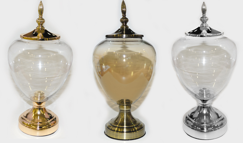 ΒΑΖΟ ΓΥΑΛΙΝΟ ΜΕΤΑΛΛΙΚΟ ΚΑΠΑΚΙ ΚΑΙ ΠΟΔΙ TG003 39cm x 23cm 0503159