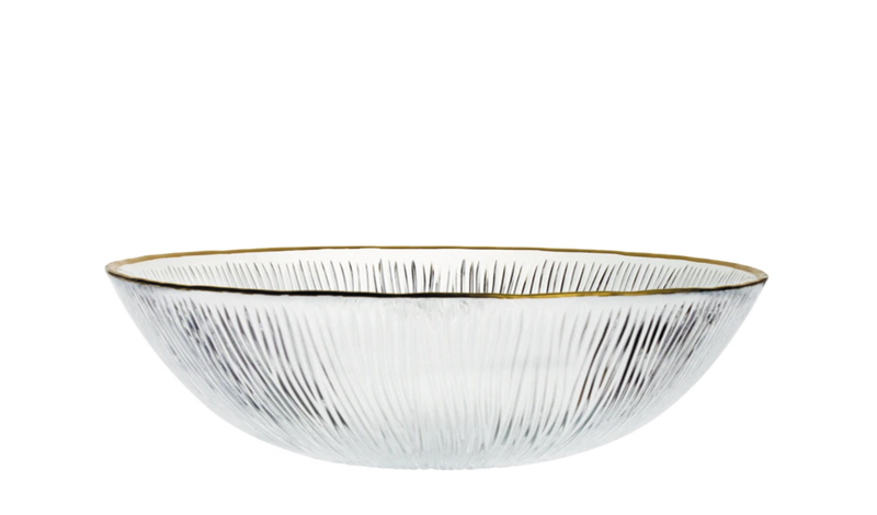 ΓΥΑΛΙΝΟ ΑΝΑΓΛΥΦΟ ΜΠΩΛ ΜΕ ΧΡΥΣΟ ΧΕΙΛΟΣ 24cm x 7cm 0503383