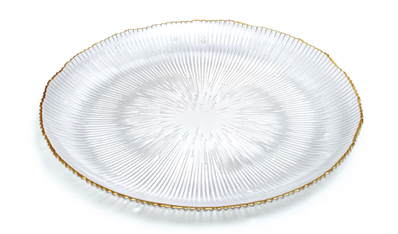 ΓΥΑΛΙΝΗ ΑΝΑΓΛΥΦΗ ΠΙΑΤΕΛΑ 32cm ΜΕ ΧΡΥΣΟ ΧΕΙΛΟΣ 0503386