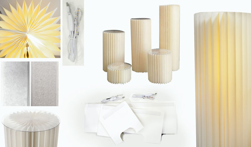 ΣΤΑΝΤ ΣΕΤ/5 ΧΑΡΤΙΝΟ ΚΟΛΩΝΑ ΜΕ LED ΚΑΙ ΠΛΕΞΙΓΚΛΑΣ 40cm 0515342