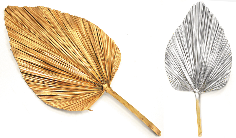 ΑΠΟΞΗΡΑΜΕΝΟ ΜΕΓΑΛΟ ΦΥΛΛΟ ΠΑΛΜΑ ΧΡΥΣΟ-ΑΣΗΜΙ 30cm 0516151