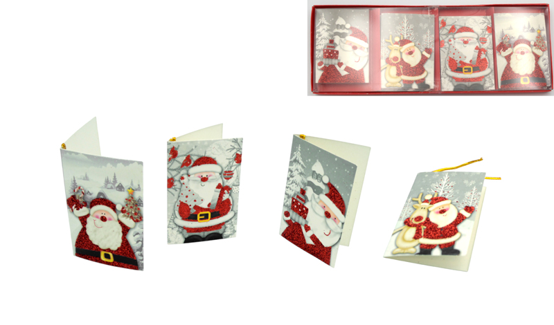 ΧΡΙΣΤΟΥΓΕΝΝΙΑΤΙΚΕΣ ΚΑΡΤΕΣ ΜΕ ΓΚΛΙΤΕΡ ΚΑΙ ΚΟΡΔΟΝΙ 12 ΤΕΜ./ΠΑΚ. 0519787