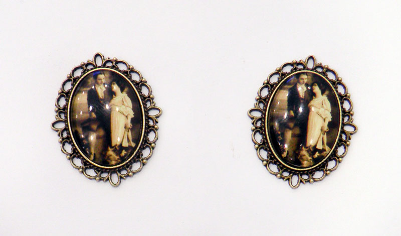 ΓΥΑΛΙΝΟ ΦΩΤΟ ΓΑΜΟΣ ΒΙΝΤΑΖ ΜΕΤΑΛΛΙΚΗ ΚΟΡΝΙΖΑ 35mm x 30mm 0529003