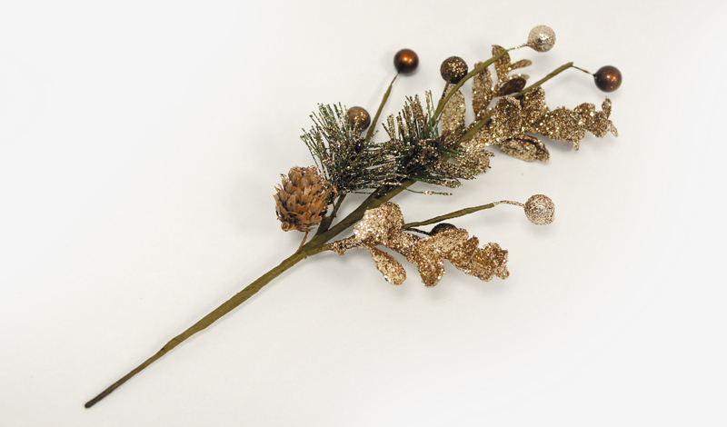 ΚΛΑΔΙ ΜΕ ΠΕΡΛΕΣ ΚΑΙ ΜΠΡΟΝΖΕ ΦΥΛΛΑ 27cm x 15cm 0530042