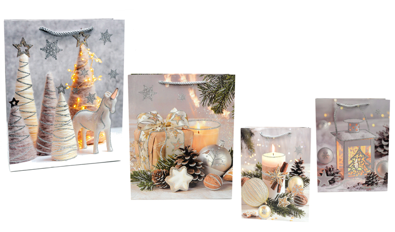 ΤΣΑΝΤΕΣ ΜΕΣΑΙΕΣ ΧΡΙΣΤΟΥΓΕΝΝΙΑΤΙΚΕΣ ΜΕ ΑΣΗΜΙ ΓΚΛΙΤΕΡ 26cm x 32cm 0530119