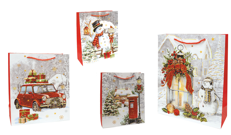 ΤΣΑΝΤΕΣ ΧΡΙΣΤΟΥΓΕΝΝΙΑΤΙΚΕΣ ΜΕ ΚΟΚΚΙΝΟ ΓΚΛΙΤΕΡ 18cm x 23cm x 10cm 0530121