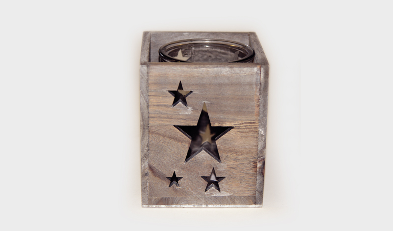 ΞΥΛΙΝΟ ΤΕΤΡΑΓΩΝΟ ΚΗΡΟΠΗΓΙΟ ΑΣΤΕΡΙ ΜΕ ΓΥΑΛΑ 12.5cm x 12.5cm x 15.2cm 0619013