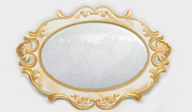 ΔΙΣΚΟΣ ΚΑΘΡΕΠΤΗΣ ΛΕΥΚΟ-ΧΡΥΣΟ 38cm x 30cm YW014M 0621401