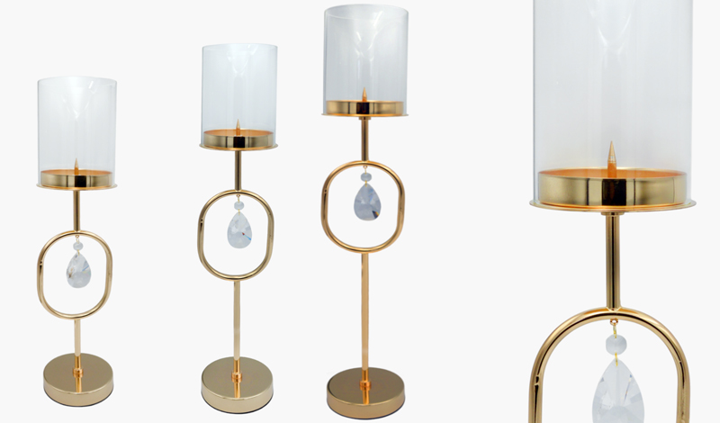 ΜΕΤΑΛΛΙΚΟ ΚΗΡΟΠΗΓΙΟ ΜΕ ΓΥΑΛΙ ΚΑΙ ΚΡΥΣΤΑΛΛΟ 50cm 0621572