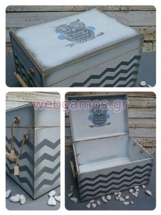 Ξύλινο Κουτί βάπτισης κουκουβάγια (853540)