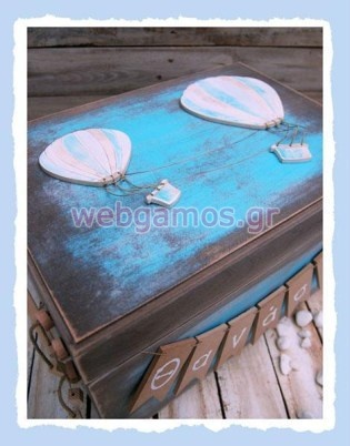 Ξύλινο Κουτί βάπτισης αερόστατο (853544)