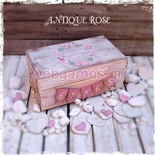 Ξύλινο Κουτί Ευχών βάπτισης τριαντάφυλλα (853636)