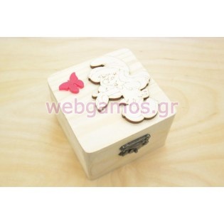  Ξύλινο κουτί μπομπονιέρα με θέμα στρουμφίτα