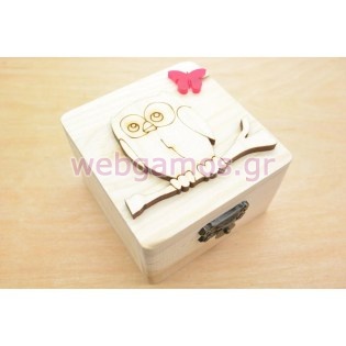 Ξύλινο κουτί κουκουβάγια