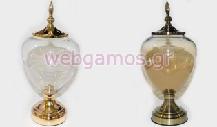 Βάζο Γυάλινο με μεταλλικό πόδι και καπάκι (0503159)