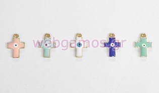 Σταυρός Σμάλτο με ματάκι μεσαίος χρυσός (05177830)