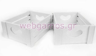 Ξύλινο Καφασάκι καρδιά λευκό (0519324)