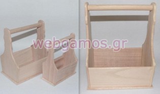 Ξύλινο Καλάθι με χέρι σετ 3 τεμάχια  (0519428)