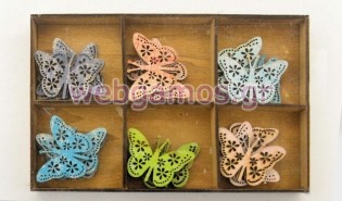 Ξύλινο Κουτί με 24 χρωματιστές πεταλούδες (0519566)