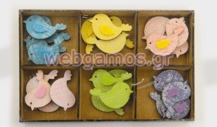 Ξύλινο Κουτί με 24 χρωματιστά πουλάκια (0519567)