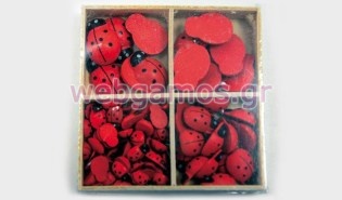 Ξύλινο Κουτί με 77 κόκκινες πασχαλίτσες (0519569)