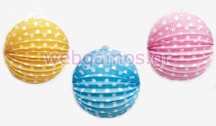 Χάρτινες κρεμαστές μπάλες μονόχρωμες πουά (0519671)