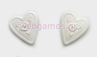 Γύψινη καρδιά με λουλούδι (0532008)