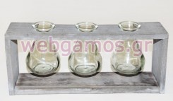 Βάση με 3 μίνι γυάλινα ανθοδοχεία (0619001)
