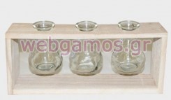 Βάση με 3 μίνι γυάλινα ανθοδοχεία (0619002)
