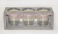 Ξύλινη Μακρόστενη βάση με 3 ρεσώ (0619021)