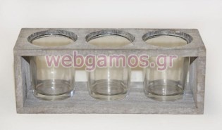 Ξύλινη Μακρόστενη βάση με 3 ρεσώ (0619021)