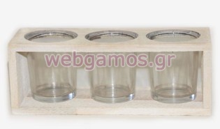 Ξύλινη Μακρόστενη βάση με 3 ρεσώ (0619022)