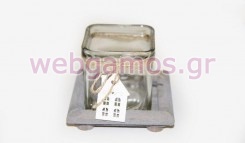 Κηροπήγειο Τετράγωνο με γυάλα (0619023)