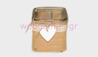 Τετράγωνη Γυάλα με λινάτσα (0619025)