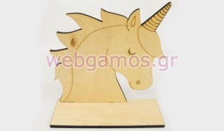 Ξύλινος Μονόκερος μεγάλος φυσικό με βάση (0619045)